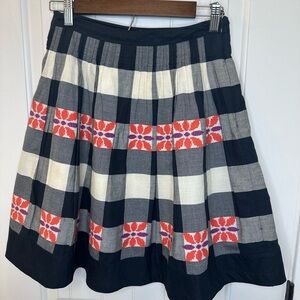 Anthropologie Floreat Do Si Do Gingham A-Line Skirt Sz 2